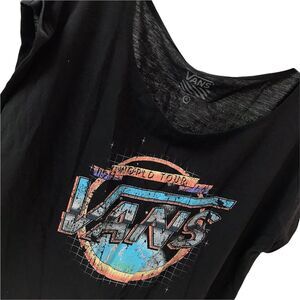 Vans World Tour Womens T-shirt XL Thin Tee 2 sided Black skater beach